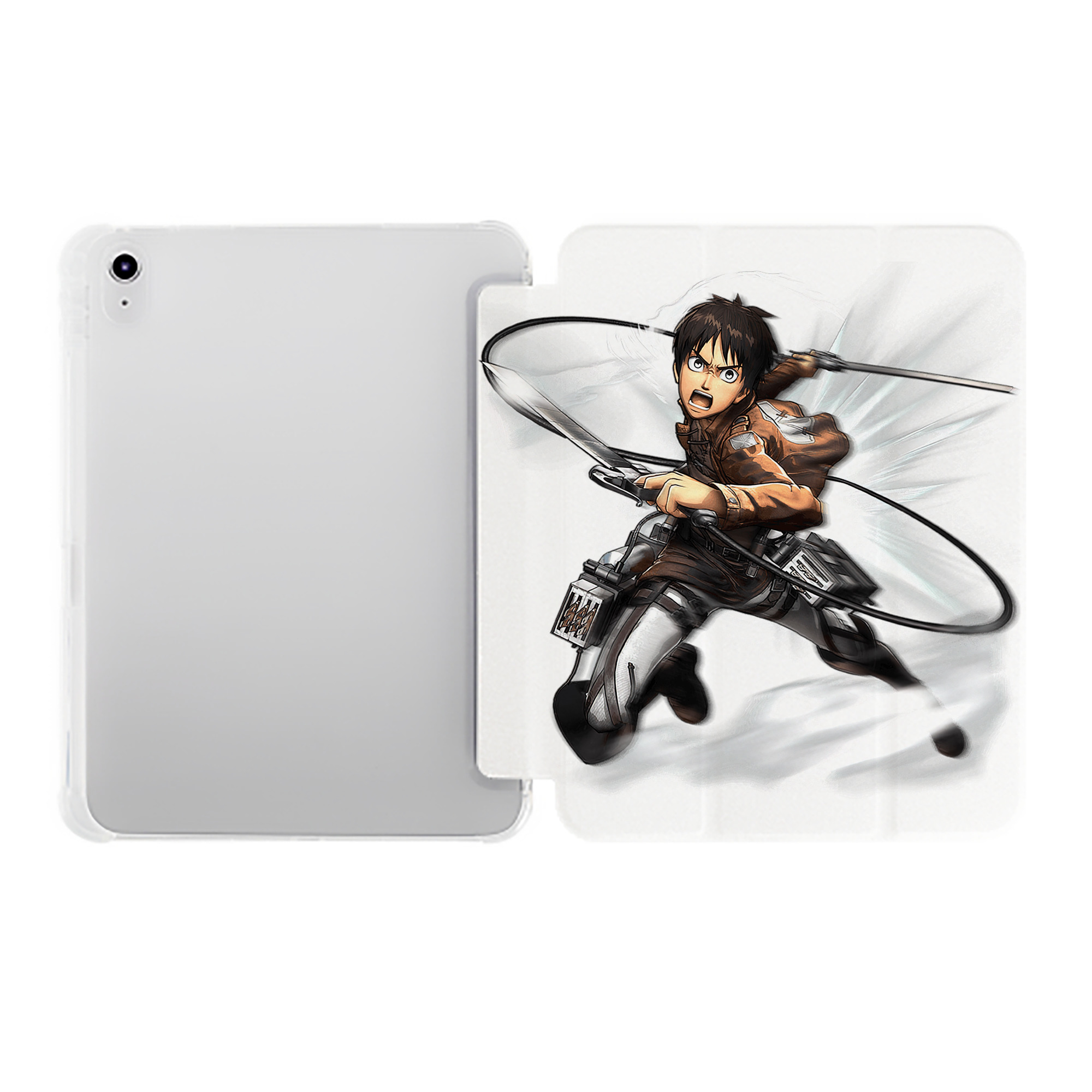 （画像用） 進撃の巨人 エレン･イェーガー Attack on Titan Eren Jäger IPad ケース ペン収納付き 三つ折りスタンド PUレザー×シリコン 対応機種9.5/10.5/10.9インチ